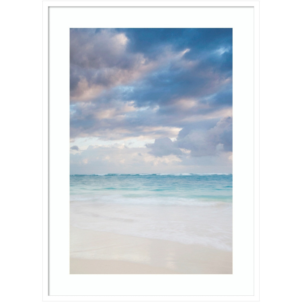 UNIEK INC. Amanti Art A42705535738  Bavaro Beach at Dawn by Walter Bibikow Wood Framed Wall Art Print, 41inH x 30inW, White