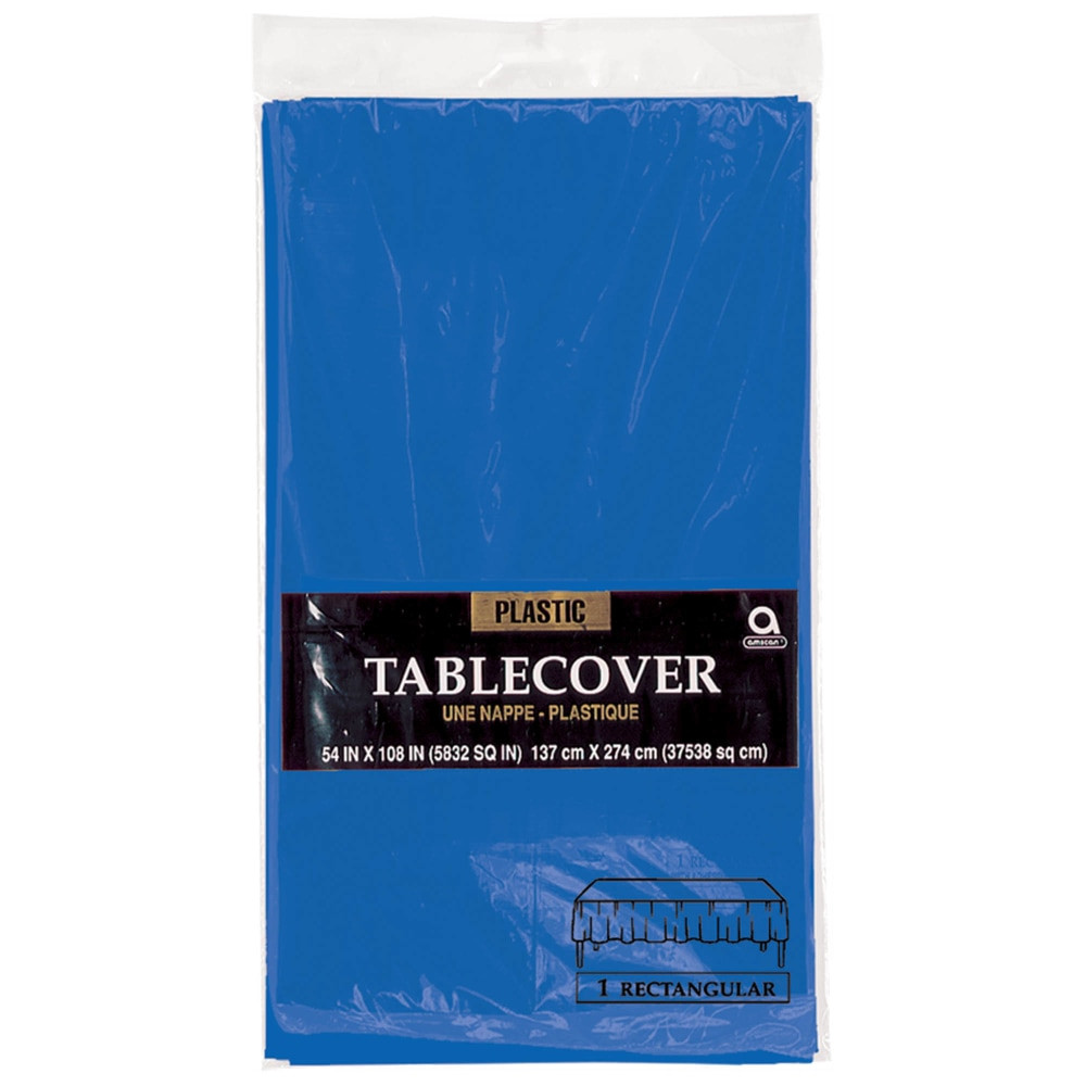 AMSCAN CO INC Amscan 77015.105  Plastic Table Covers, 54in x 108in, Royal Blue, Pack Of 9 Table Covers