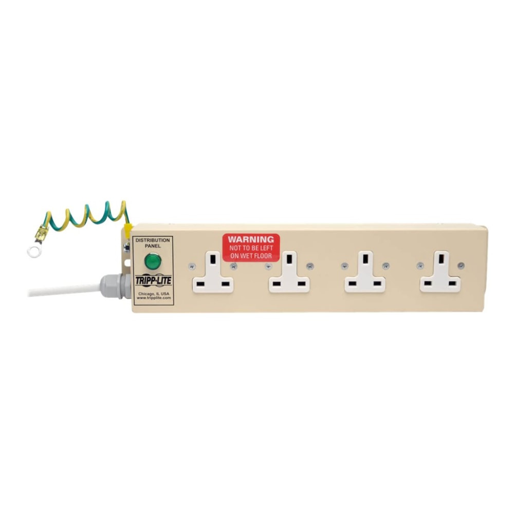 TRIPP LITE PS410HGUK  Safe-IT UK BS-1363 Medical-Grade Antimicrobial Power Strip with 4 UK Outlets, 3m Cord - Power distribution strip - AC - input: Type G - output connectors: 4 (BS 1363A) - 10 ft cord