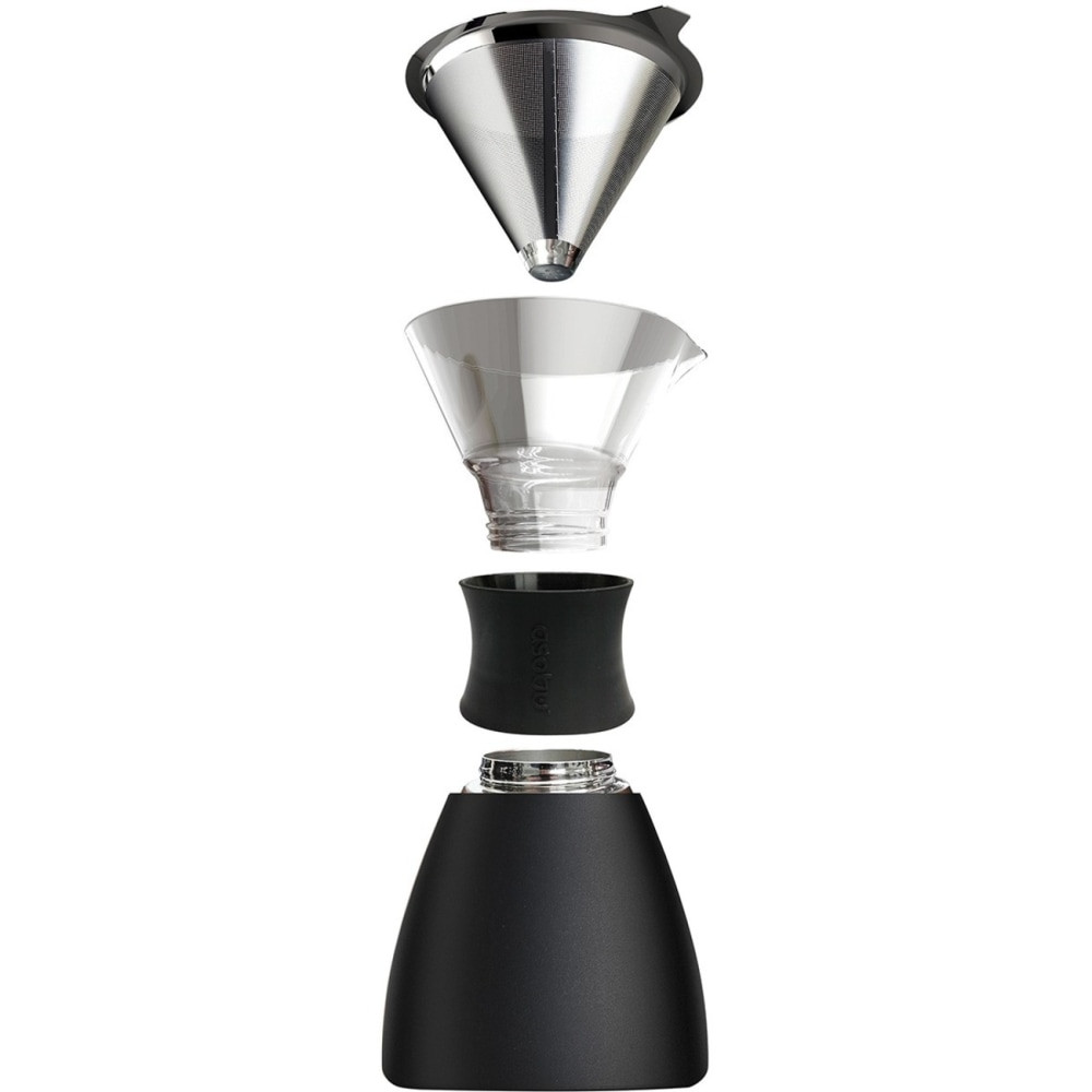 ASOBU NA-PO300BK  Insulated Pour-over Coffee Maker (Black) - Coffee - Black, Silver - Stainless Steel, Borosilicate Glass Body
