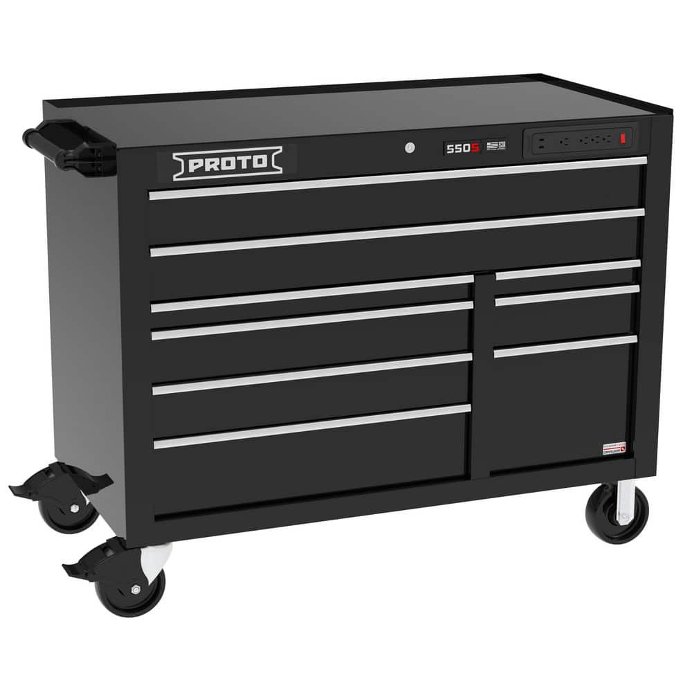 Proto J555041B-9BKPDP Tool Roller Cabinets; Drawers Range: 5 to 10 Drawers ; Overall Weight Capacity: 900lb ; Top Material: Vinyl ; Color: Gloss Black ; Locking Mechanism: Keyed ; Width Range: 48" and Wider