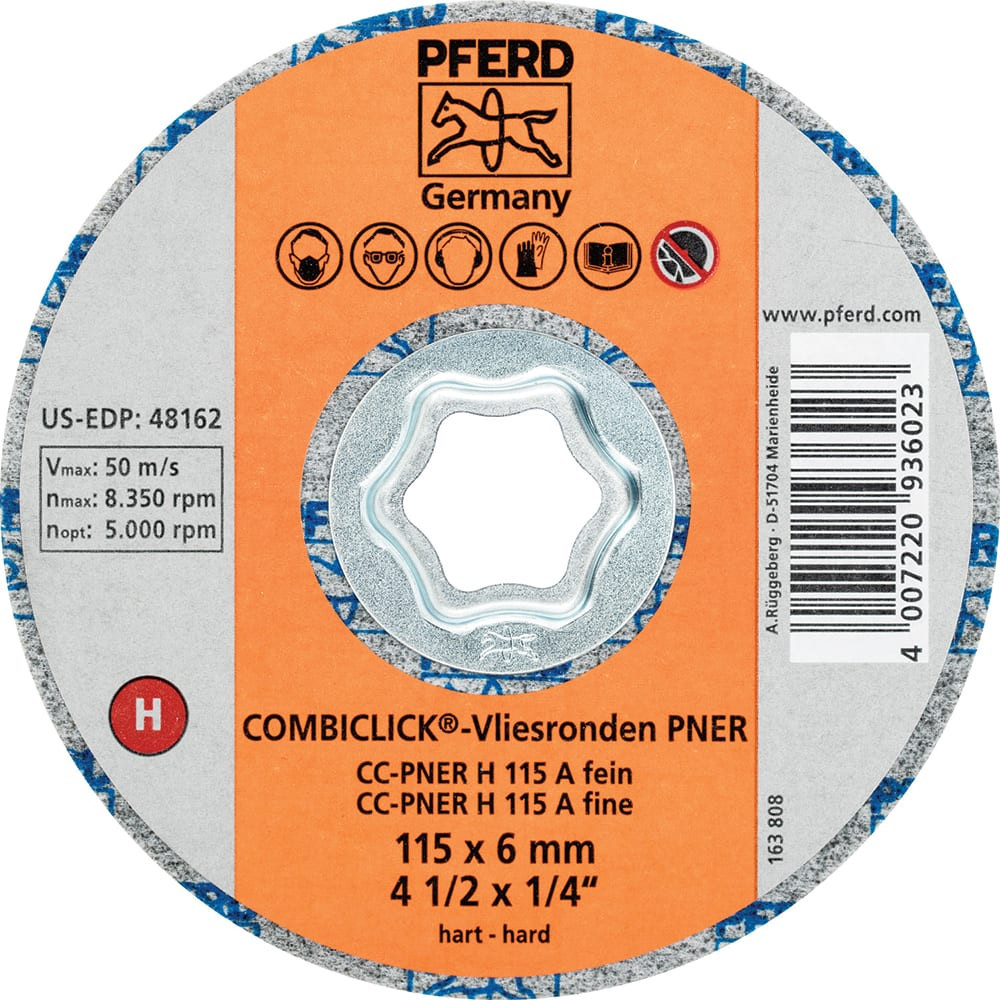 PFERD 48162 Quick-Change Disc: 4-1/2" Disc Dia, Aluminum Oxide, Non-Woven