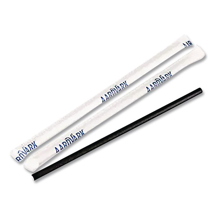 HOFFMASTER 61612099 Aardvark Paper Straws, 5.75", Black, 3,200/Carton