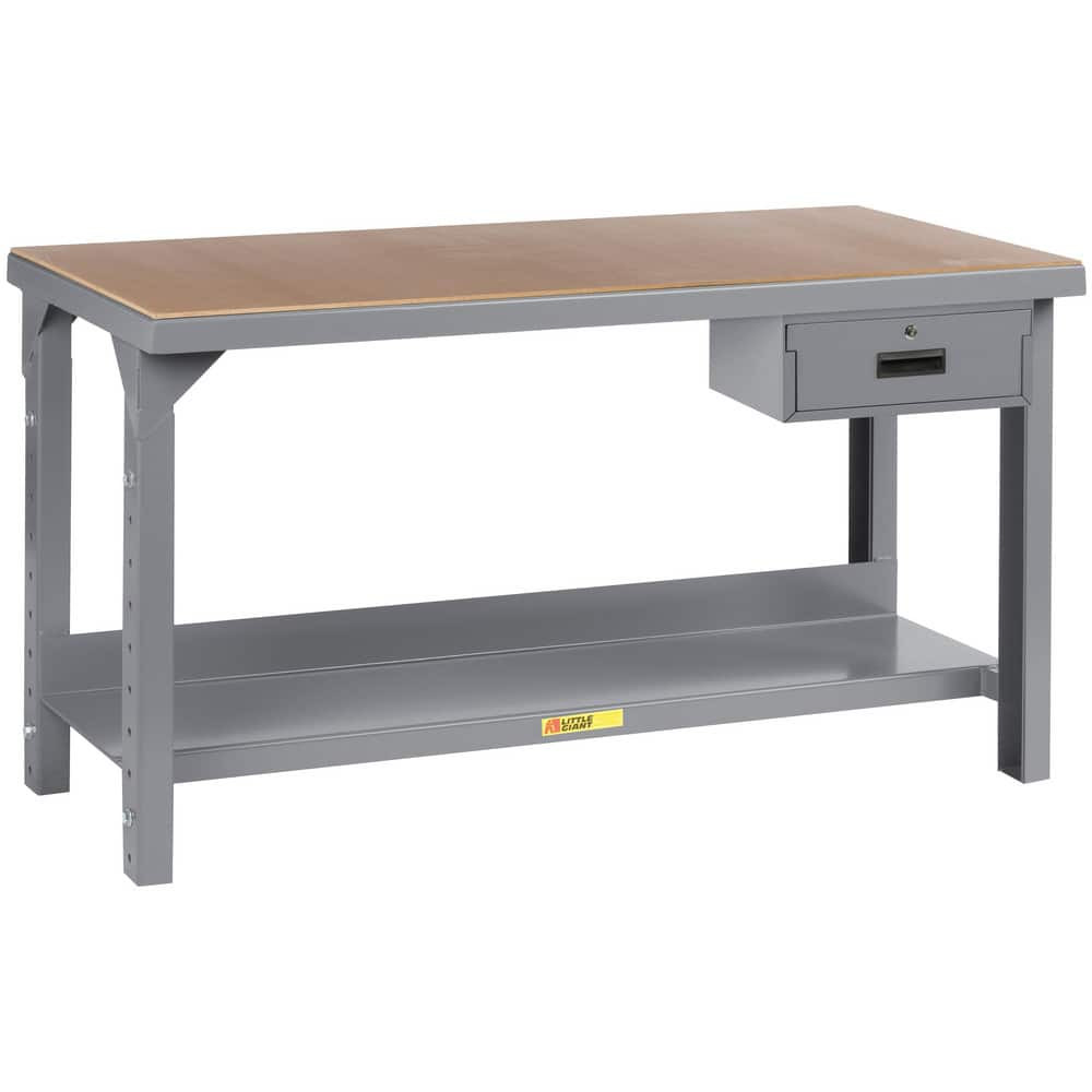 Little Giant. WSH2-3660-AH-DR Stationary Work Benches, Tables; Bench Style: Heavy-Duty Use Workbench ; Edge Type: Square ; Leg Style: Adjustable Height ; Depth (Inch): 36 ; Maximum Height (Inch): 41 ; Minimum Height: 27.0000