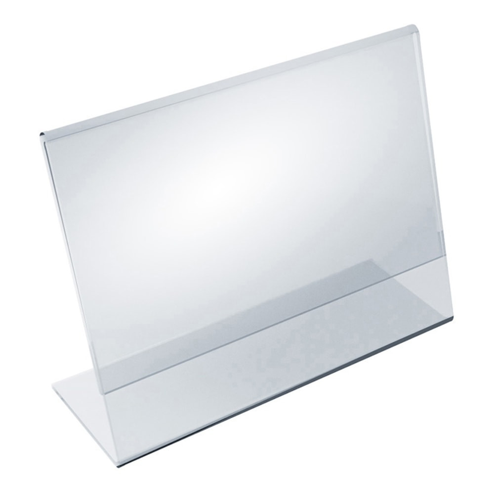 AZAR DISPLAYS 112723  Acrylic Horizontal L-Shaped Sign Holders, 5inH x 7inW x 3inD, Clear, Pack Of 10 Holders