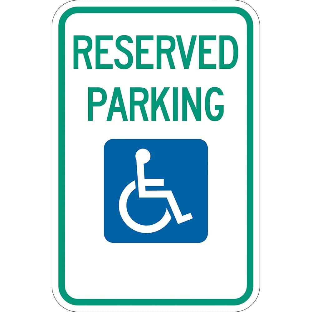 Lyle Signs T1-1001-HI12X18 Traffic & Parking Signs; MessageType: Reserved Parking Signs ; Message or Graphic: Message & Graphic ; Legend: Reserved Parking ; Graphic Type: Handicap Symbol ; Reflectivity: Reflective; High Intensity ; Material: Aluminum