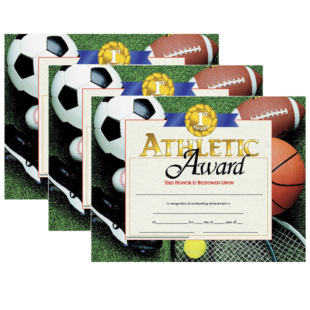 EDUCATORS RESOURCE H-VA526-3 Hayes Certificates, 8-1/2in x 11in, Athletic Award, 30 Certificates Per Pack, Set Of 3 Packs