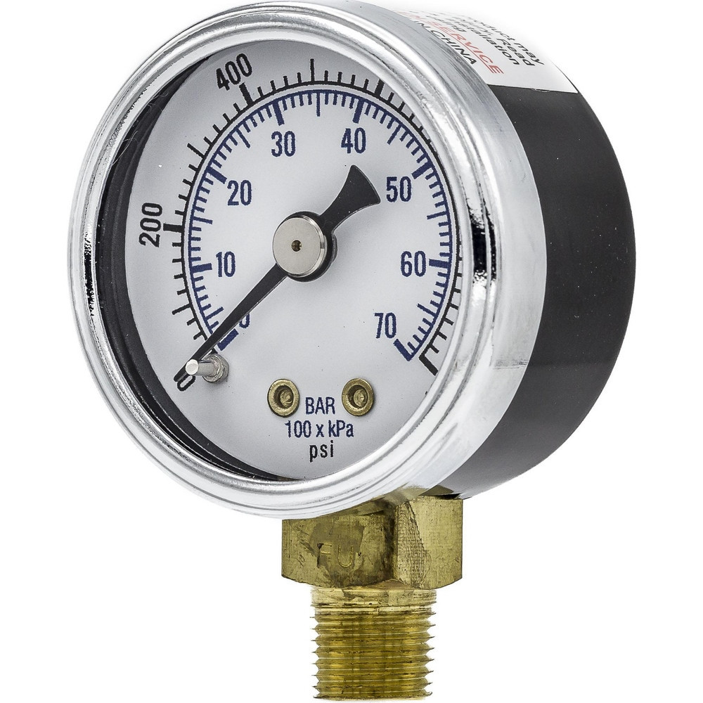 PIC Gauges 101D-158M Pressure Gauges; Gauge Type: Utility Gauge ; Scale Type: Dual ; Accuracy (%): 3-2-3% ; Dial Type: Analog ; Thread Type: NPT ; Bourdon Tube Material: Bronze