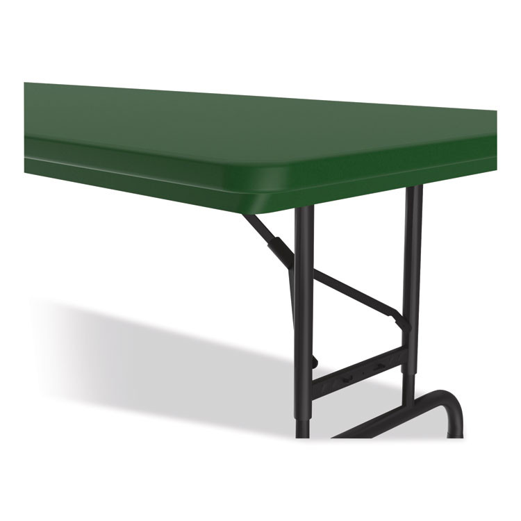 CORRELL, INC. RA3072294P Adjustable Folding Tables, Rectangular, 72" x 30" x 22" to 32", Green Top, Black Base, 4/Pallet