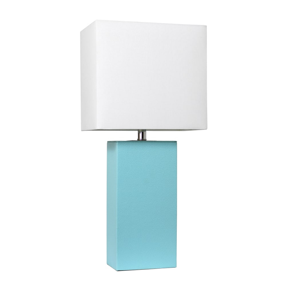 ALL THE RAGES INC Elegant Designs LT1025-AQU  Modern Leather Table Lamp, 21inH, White/Aqua