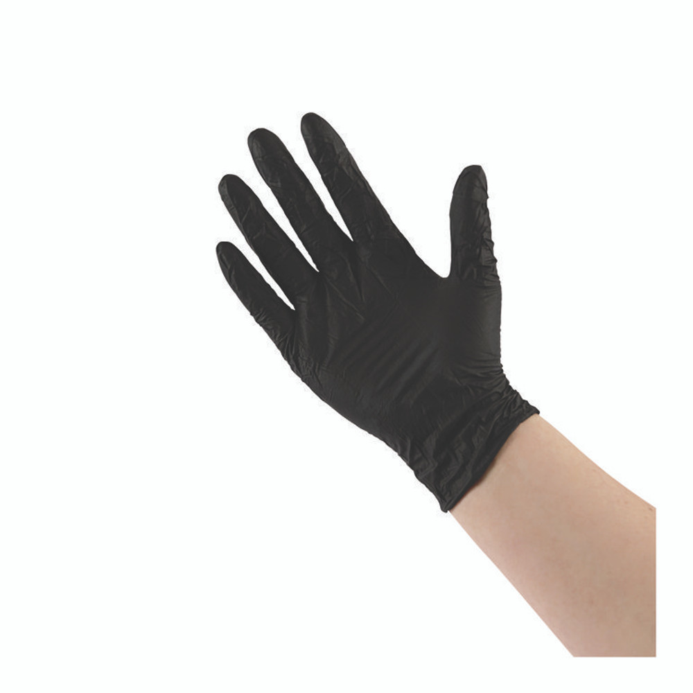 BOARDWALK 396LBXA Disposable General-Purpose Powder-Free Nitrile Gloves, Large, Black, 4.4 mil, 100/Box