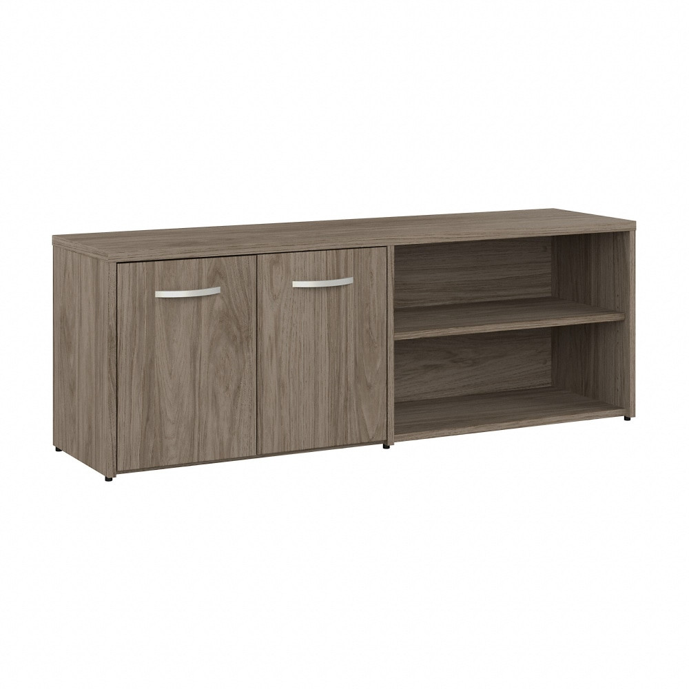 BUSH INDUSTRIES INC. Bush Business Furniture HYS160MH-Z  Hybrid Low Storage Cabinet With Doors And Shelves, 21-1/4inH x 59-3/16inW x 15-3/4inD, Modern Hickory, Standard Delivery