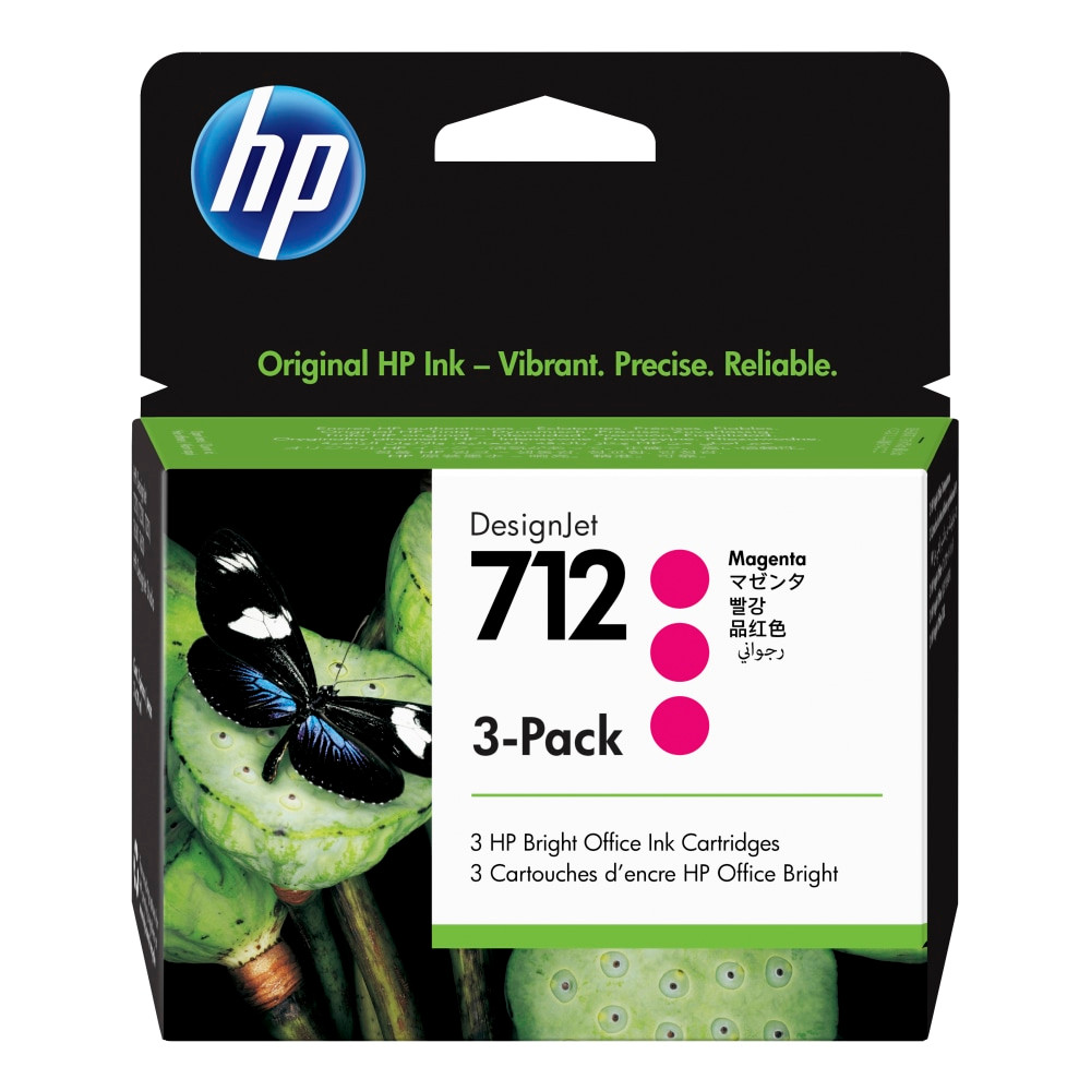 HP INC. 3ED78A HP 712 DesignJet Magenta High-Yield Ink Cartridges, Pack Of 3, 3ED68A