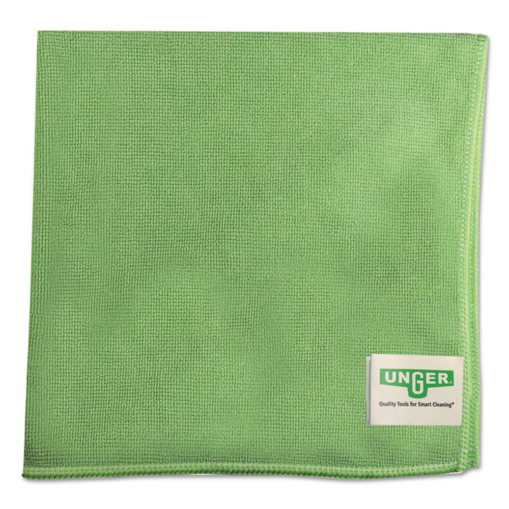 UNGER MF400PK SmartColor MicroWipes, Microfiber, 16 x 15, Green, 10/Pack