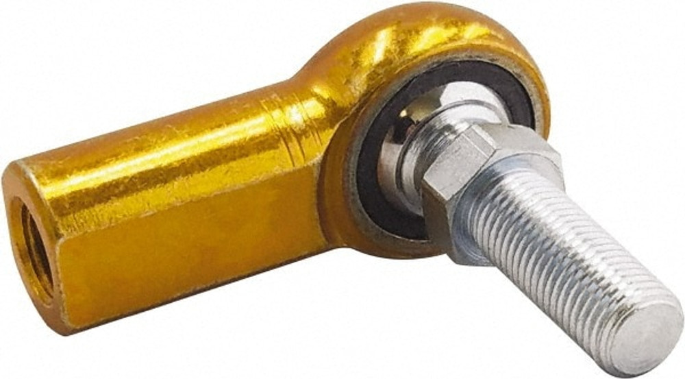 Made in USA NJF4Y Ball Joint Linkage Spherical Rod End: 1/4-28" Shank Thread, 1/4" Rod ID, 3/4" Rod OD, 0.469" Shank Dia, 0.687" Shank Length, 2,500 lb Static Load Capacity