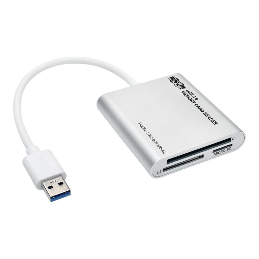 TRIPP LITE U352-000-MD-AL  USB 3.0 SuperSpeed Multi-Drive Memory Card Reader/Writer Aluminum 5Gbps - Card reader (CF I, CF II, MMC, SD, RS-MMC, MMCmobile, microSD, MMCplus, DV RS-MMC, SDHC, microSDHC, SDXC, UHS/MMC) - USB 3.0