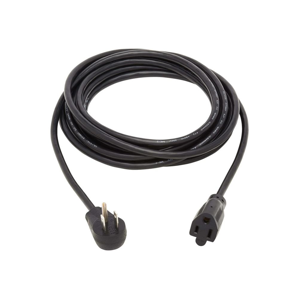 TRIPP LITE P022-015-15D Eaton Tripp Lite Series Power Extension Cord, Right-Angle NEMA 5-15P to NEMA 5-15R - 10A, 120V, 18 AWG, 15 ft. (4.57 m), Black - Power extension cable - power NEMA 5-15R (R) to NEMA 5-15P (P) right-angled - AC 120 V - 10 A - 1