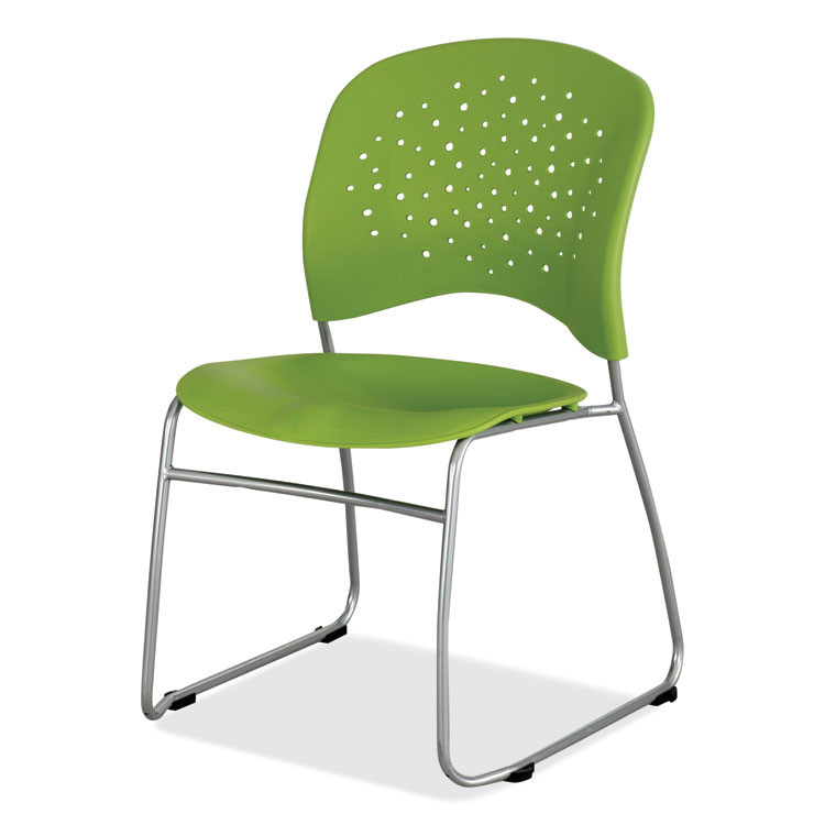 SAFCO PRODUCTS 6804GN Reve GuestBistro Chair with Sled Base, Supports Up to 250 lb, 18" Seat Height, Green Seat/Back, Silver Base, 2/Carton