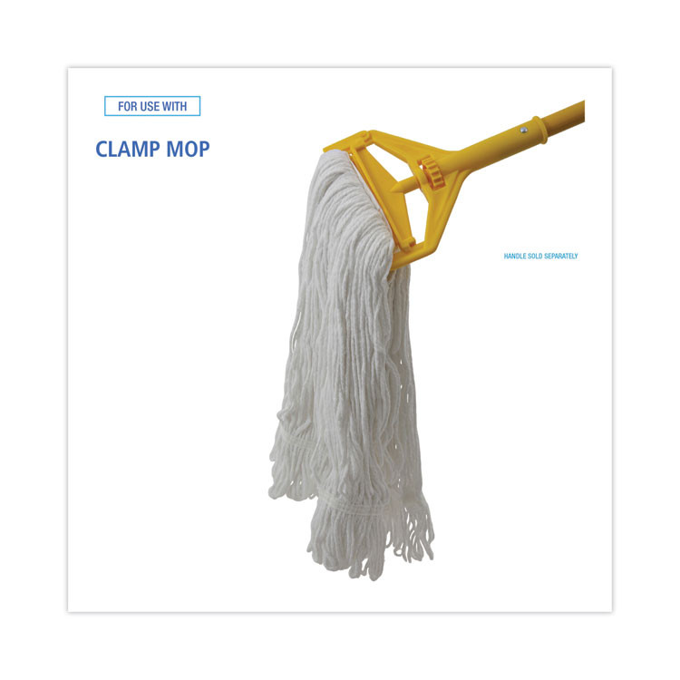 BOARDWALK 4024RCT Pro Loop Web/Tailband Wet Mop Head, Rayon, #24 Size, White, 12/Carton
