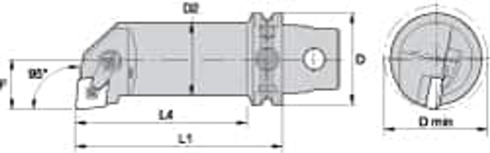 Kennametal 2265331 Modular Boring Head: Right Hand, Size KM63