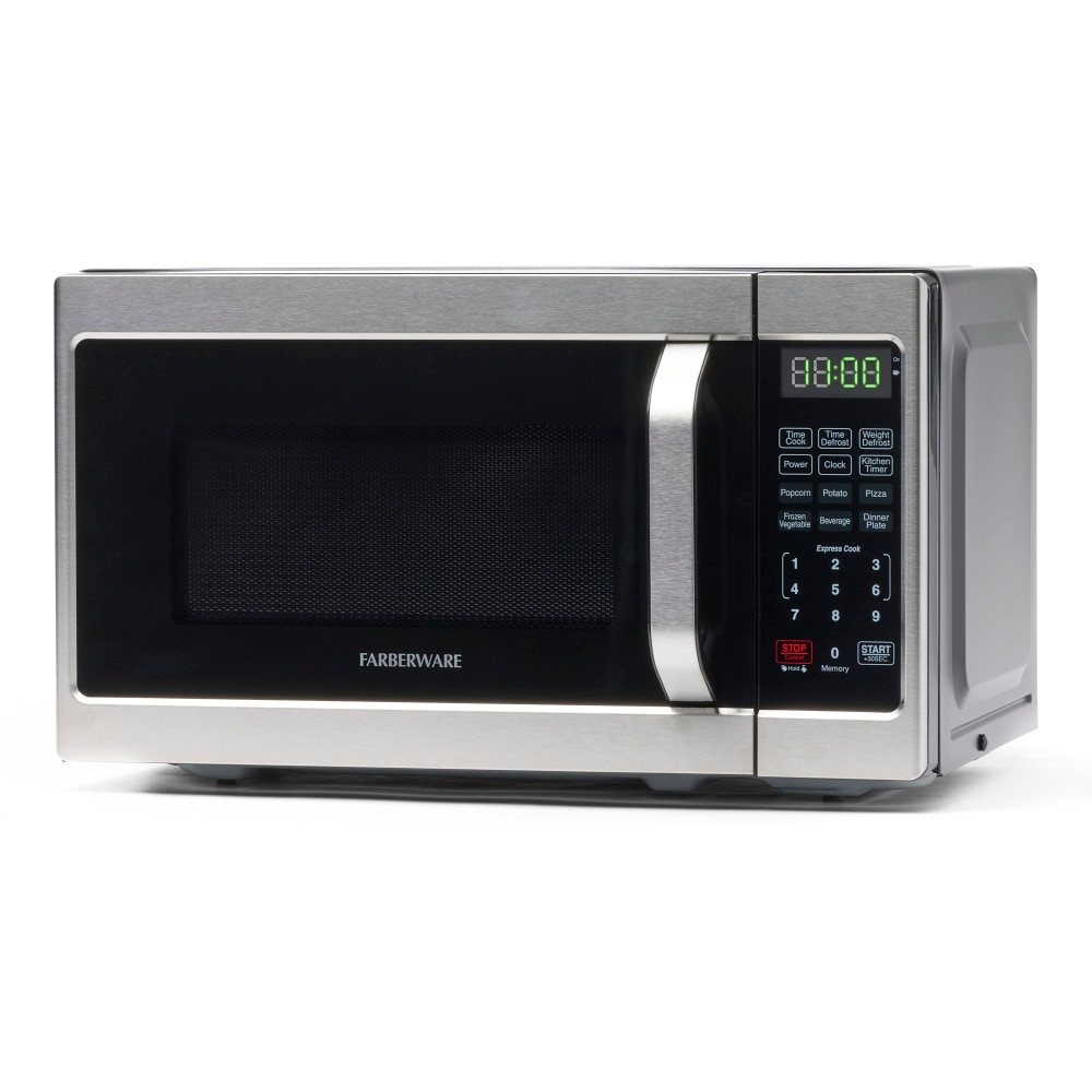 Offering full-size cooking in a compact size, the Farberware Classic FMO07AHTBKJ 0.7 Cu Ft Microwave Oven is great for smaller kitchens or shared spaces. With 6 pre-set functions and multi-stage cooking, its easy to find the perfect cooking time for all of your favorite meals.  LED control panel includes six 1-touch cooking programs, multi-stage cooking and +30 seconds.  0.7 cu ft capacity accommodates a variety of dishes.  Kitchen timer and clock functions are included on the panel.  700 watts of output power and 10 power levels.  10in turntable.  Child safety lock.  Backed by the manufacturer"s 1-year limited warranty.