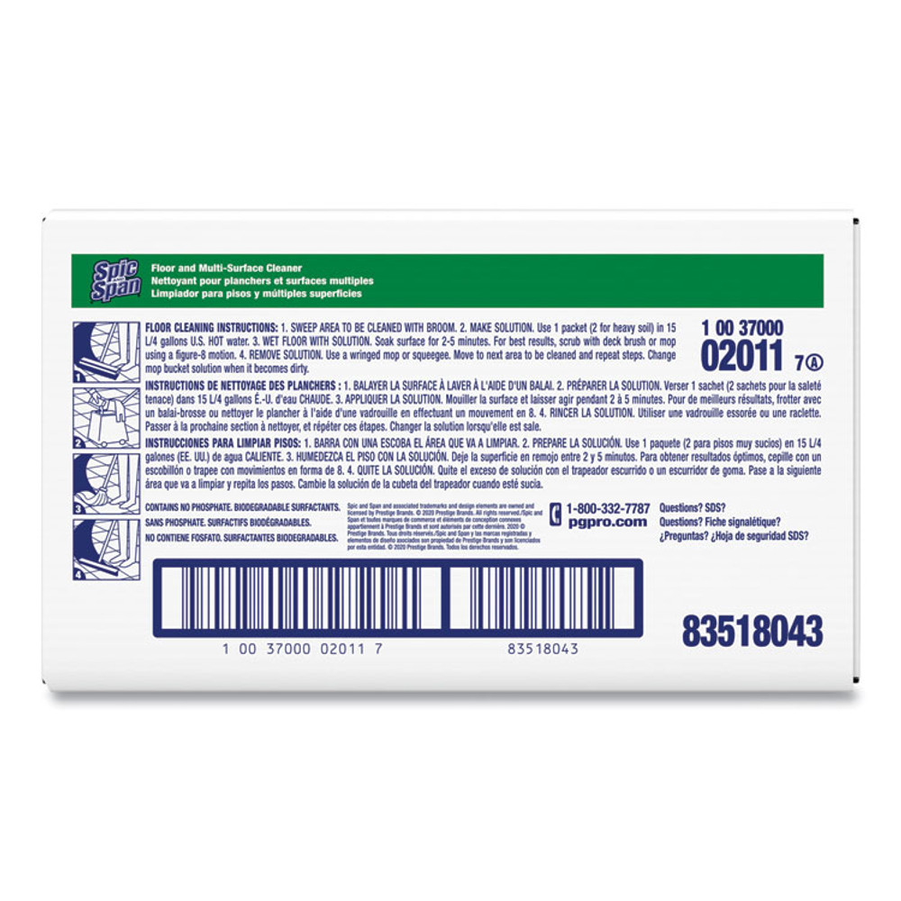PROCTER & GAMBLE Spic and Span® 02011 Liquid Floor Cleaner, 3 oz Packet, 45/Carton