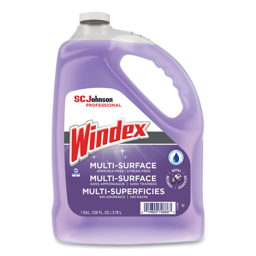 SC JOHNSON Windex® 697262 Non-Ammoniated Glass/Multi Surface Cleaner, Pleasant Scent, 128 oz Bottle, 4/CT