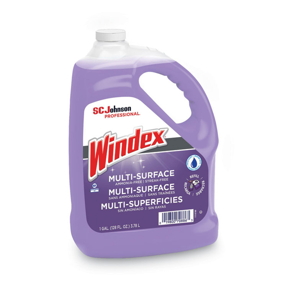 SC JOHNSON Windex® 697262 Non-Ammoniated Glass/Multi Surface Cleaner, Pleasant Scent, 128 oz Bottle, 4/CT