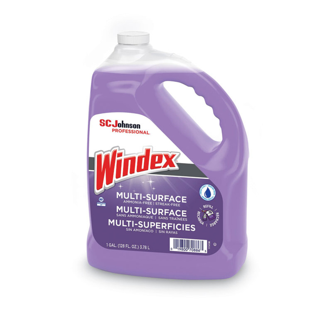 SC JOHNSON Windex® 697262 Non-Ammoniated Glass/Multi Surface Cleaner, Pleasant Scent, 128 oz Bottle, 4/CT