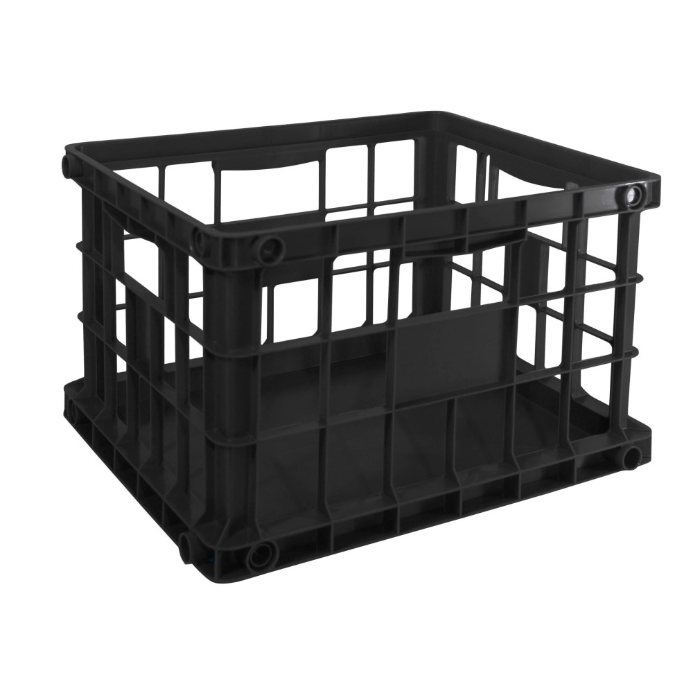This Office Depot file crate holds both letter and legal size documents. Its made of durable, sturdy plastic to ensure that it will last.  Crates can be stacked or turned on their sides.  Contains Recycled Content - See Specs for Details.