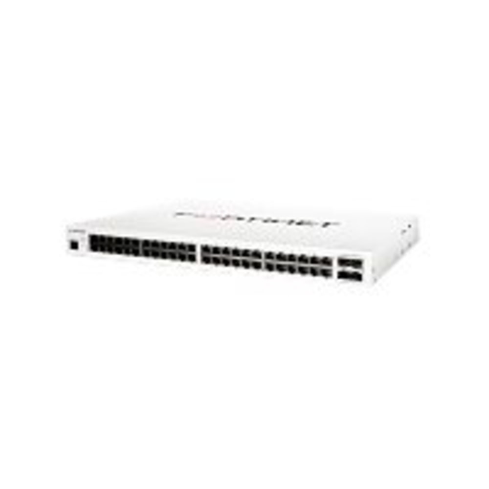 GEORGIA PEACH PRODUCTS, INC. Fortinet FS-148E-POE  FortiSwitch 148E-POE - Switch - managed - 48 x 10/100/1000 (24 PoE+) + 4 x Gigabit SFP - rack-mountable - PoE+ (370 W)