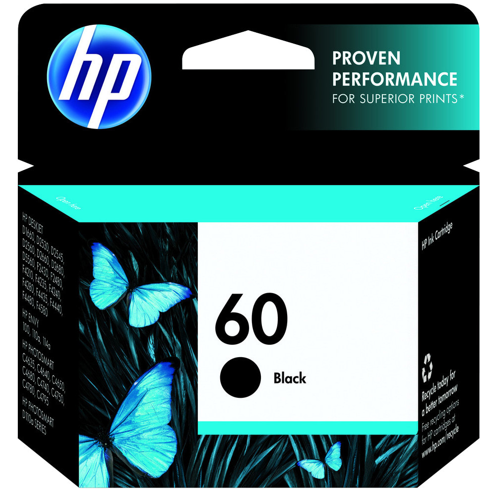 HP INC. CC640WN HP 60 Black Ink Cartridge, CC640WN