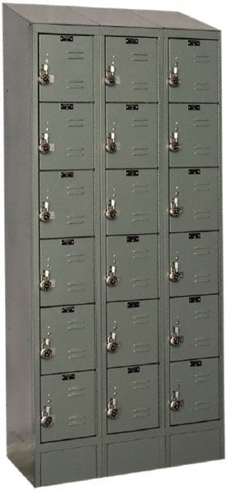 Hallowell URB3258-6ASB-HG 3-Wide Locker: 12" Wide, 78" High, Padlock