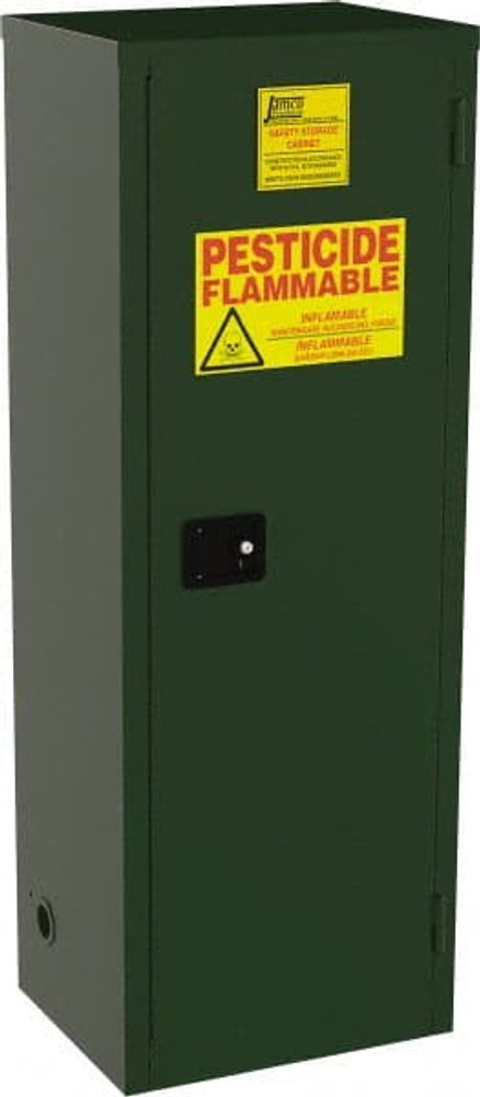 Jamco FK24-EP Flammable & Hazardous Storage Cabinets: 24 gal Drum, 1 Door, 3 Shelf, Self Closing, Green