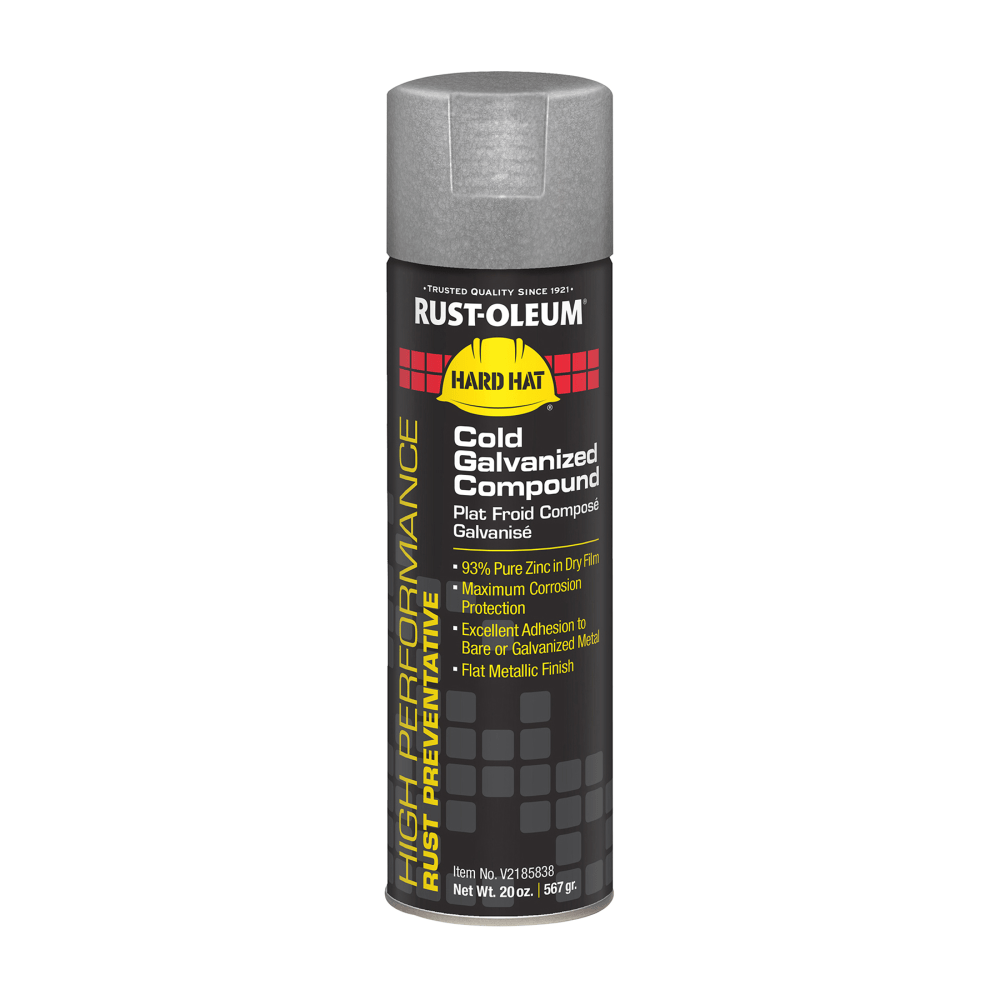 RUST-OLEUM CORPORATION V2185838 Rust-Oleum Hard Hat High Performance V2100 System Rust Preventive Cold Galvanizing Compound, 20 Oz, Gray, Case Of 6 Cans