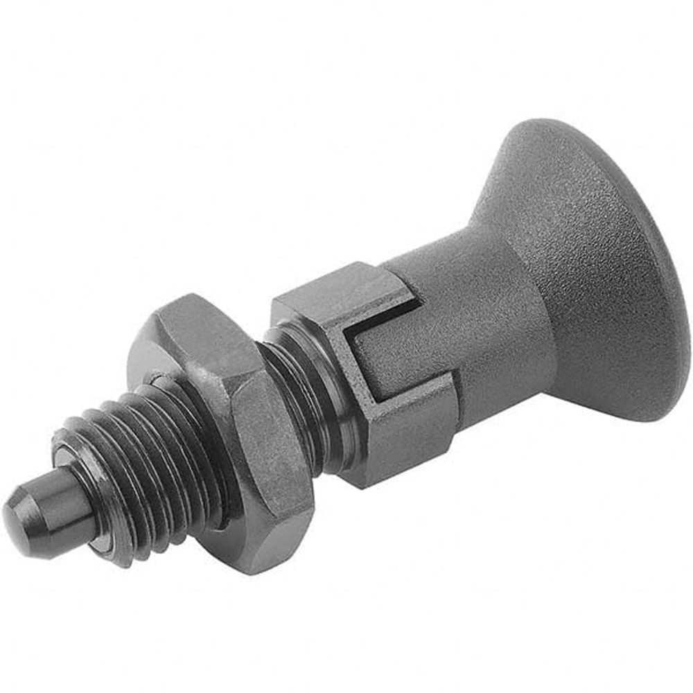 KIPP K0338.4410 M20x1.5, 25mm Thread Length, 10mm Plunger Diam, Hardened Locking Pin Knob Handle Indexing Plunger