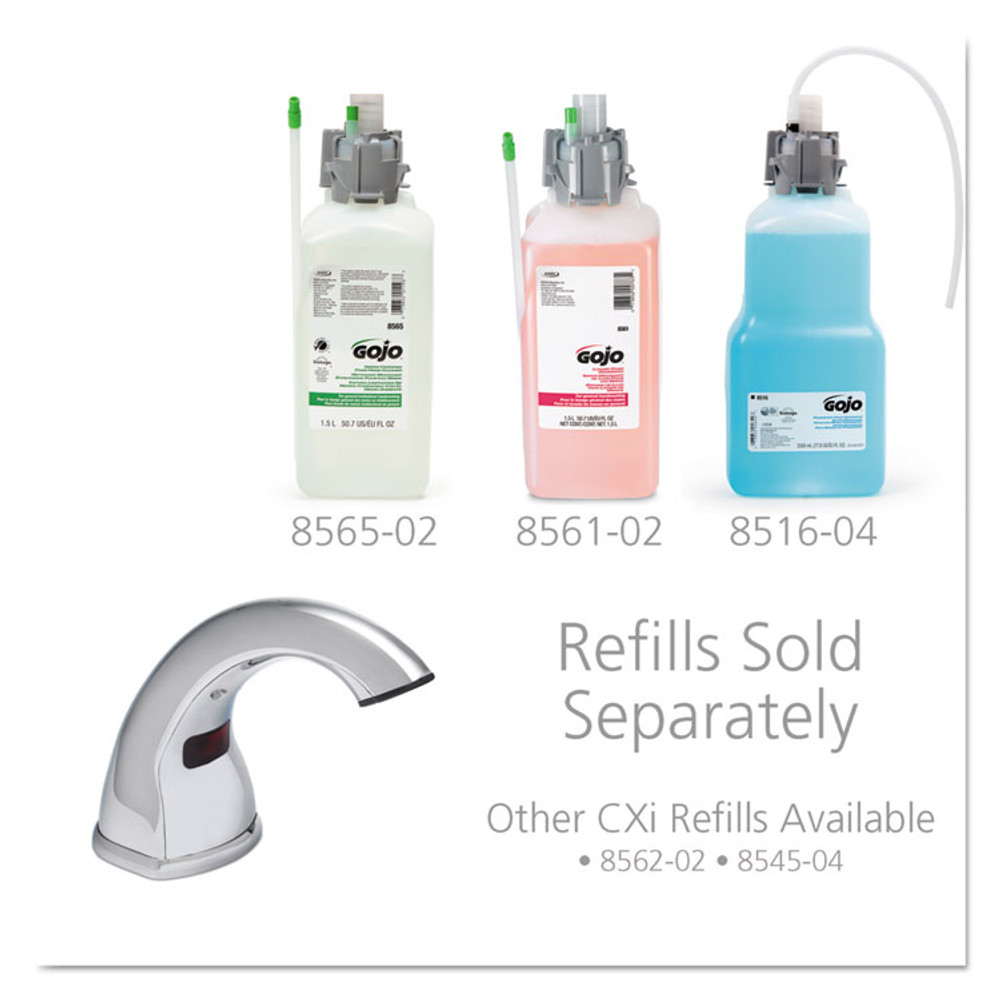 GO-JO INDUSTRIES GOJO® 8520-01 CXi Touch Free Counter Mount Soap Dispenser, 1,500 mL/2,300 mL, 2.25 x 5.75 x 9.39, Chrome
