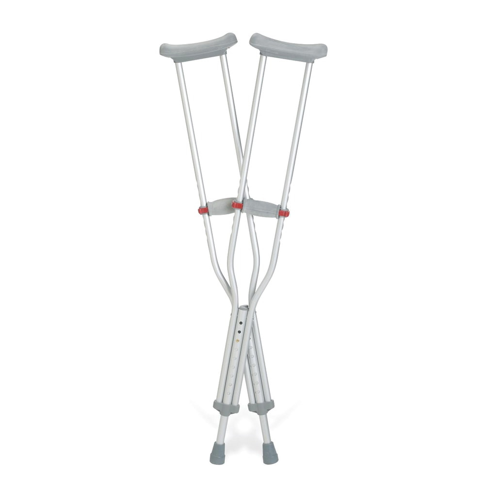 MEDLINE INDUSTRIES, INC. Medline G91-214-8  Red-Dot Aluminum Crutches, Adult, Gray, Case Of 8 Pairs