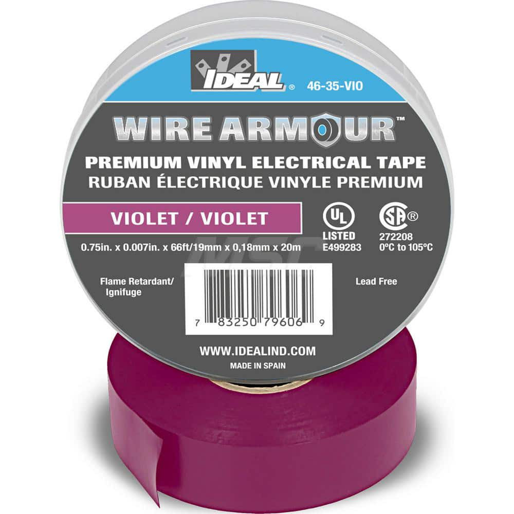 Ideal 46-35-VIO Vinyl Film Electrical Tape: 3/4" Wide, 66' Long, 7 mil Thick, Violet