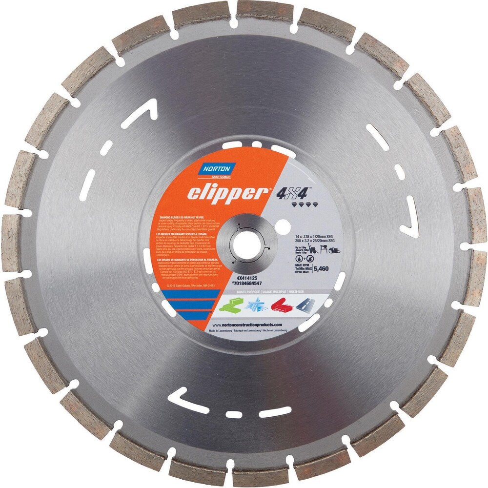 Norton 70184684548 Wet & Dry Cut Saw Blade: 12" Dia, 1" Arbor Hole, 0.11" Kerf Width, 20 Teeth