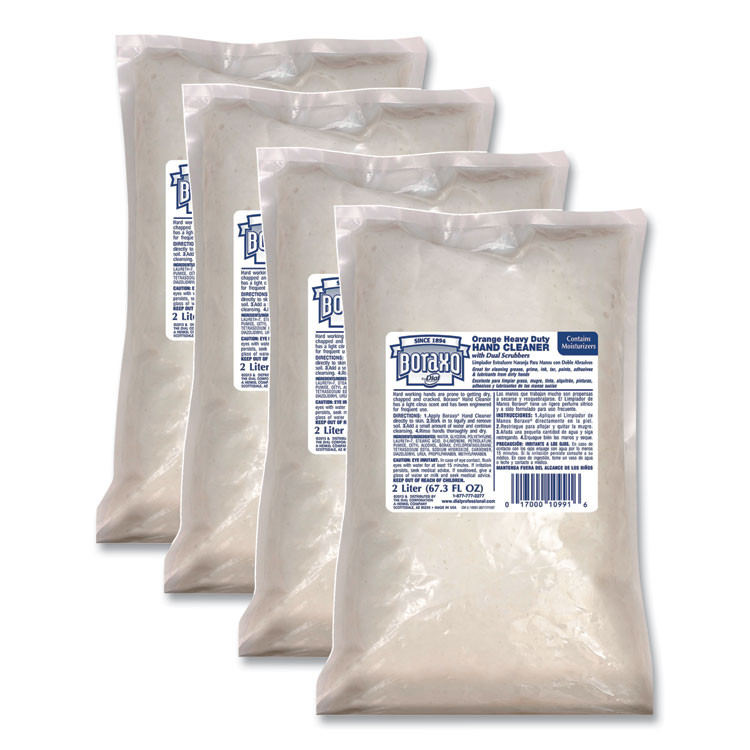 DIAL PROFESSIONAL Boraxo® 10991CT Orange Heavy Duty Hand Cleaner Refill, Citrus Scent, 2 L, 4/Carton