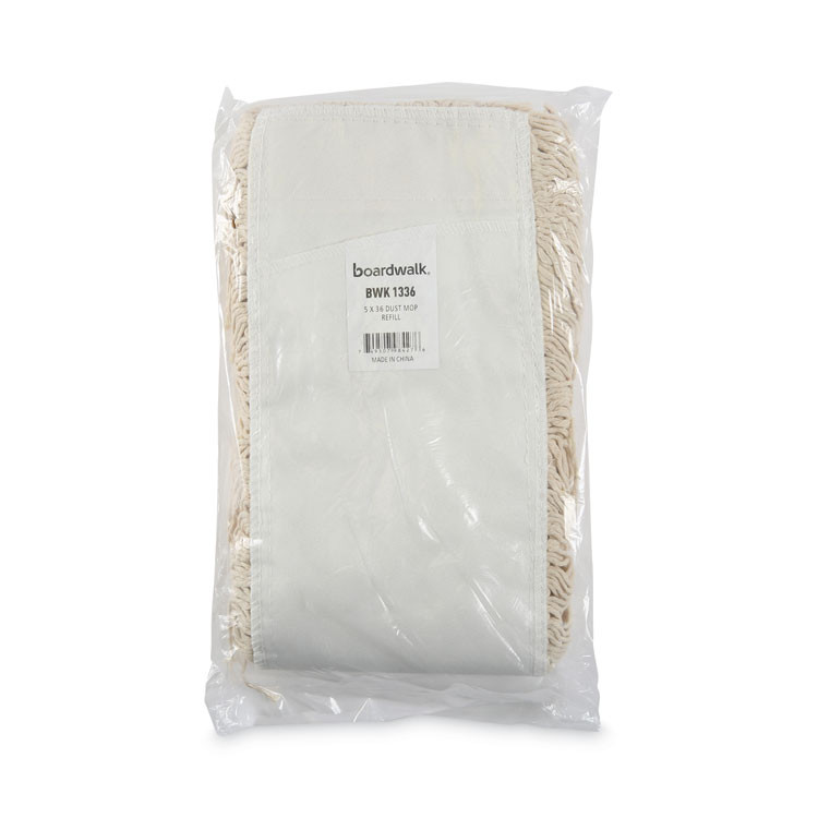BOARDWALK 1336 Industrial Dust Mop Head, Washable, Hygrade Cotton, 36 x 5, White