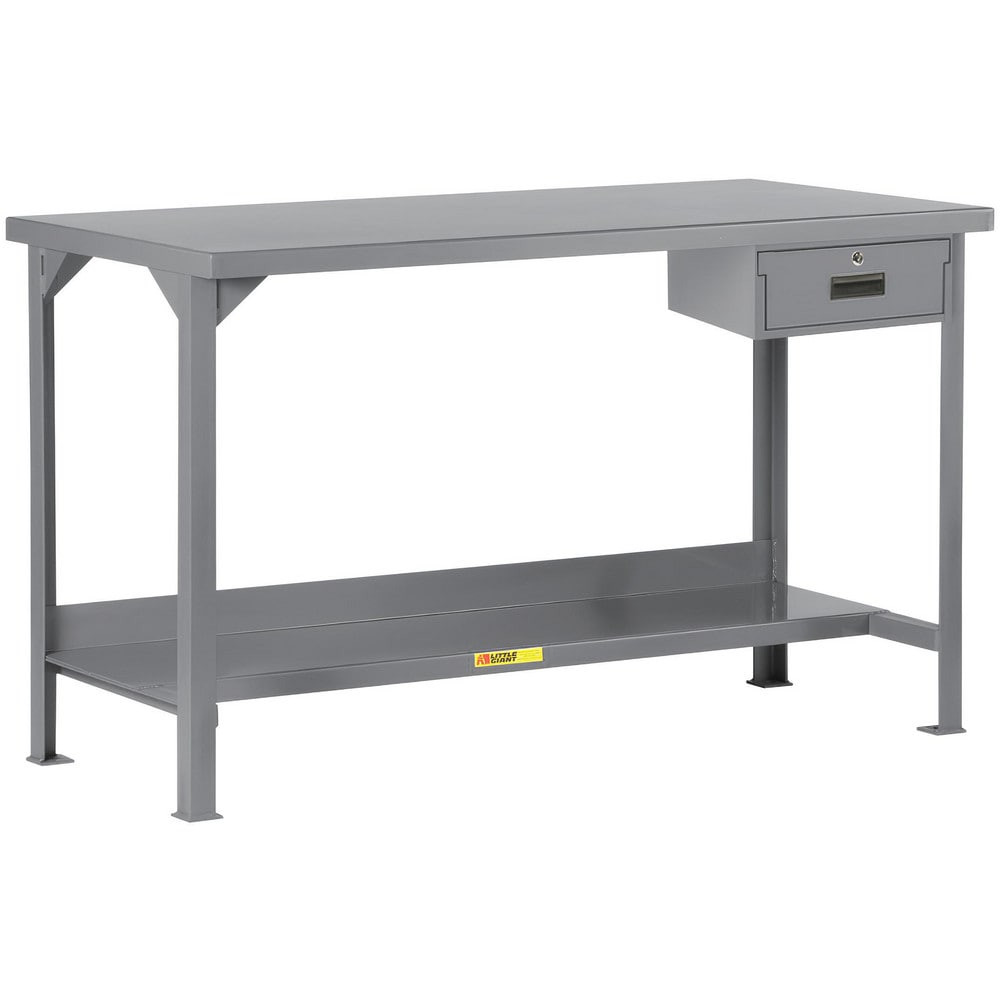 Little Giant. WST2-3048-36-DR Stationary Work Benches, Tables; Bench Style: Welded Work Table ; Edge Type: Square ; Leg Style: 4-Leg; Fixed ; Depth (Inch): 48in ; Color: Gray ; Maximum Height (Inch): 36in