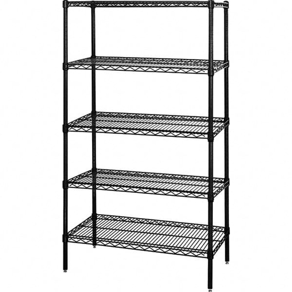 Quantum Storage WR74-2460BK-5 Add-On Unit Wire Shelving: 600 lb Shelf Capacity, 5 Shelves