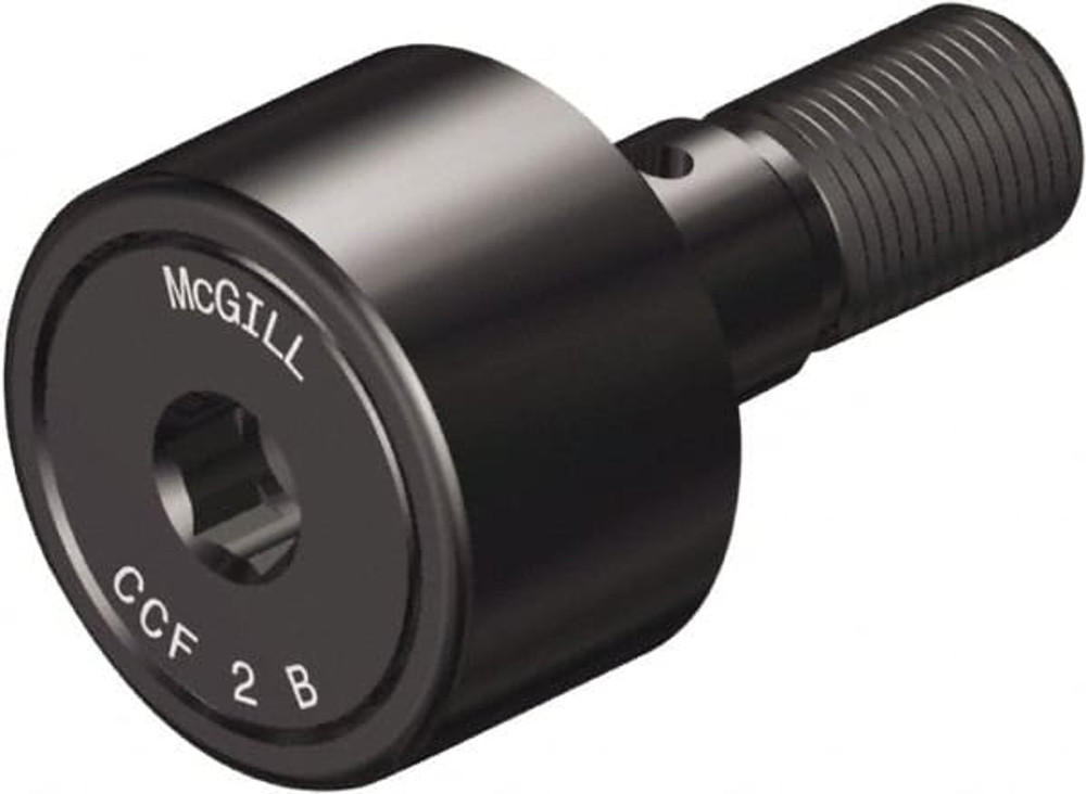 McGill 2131112000 Plain Cam Follower: 1.375" Roller Dia, 0.75" Roller Width, 0.5" Stud Dia, 1-1/4" Stud Length