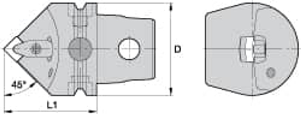 Kennametal 2265462 Modular Turning & Profiling Head: Size KM63, 60 mm Head Length, Internal, Left Hand