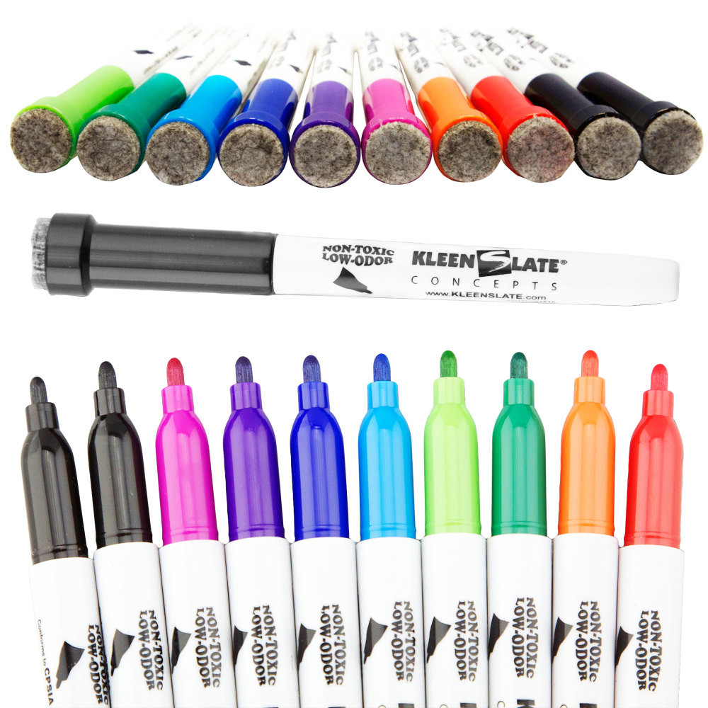 KLEENSLATE CONCEPTS, LLC 6108 KleenSlate Assorted Small Dry Erase Markers with Erasers