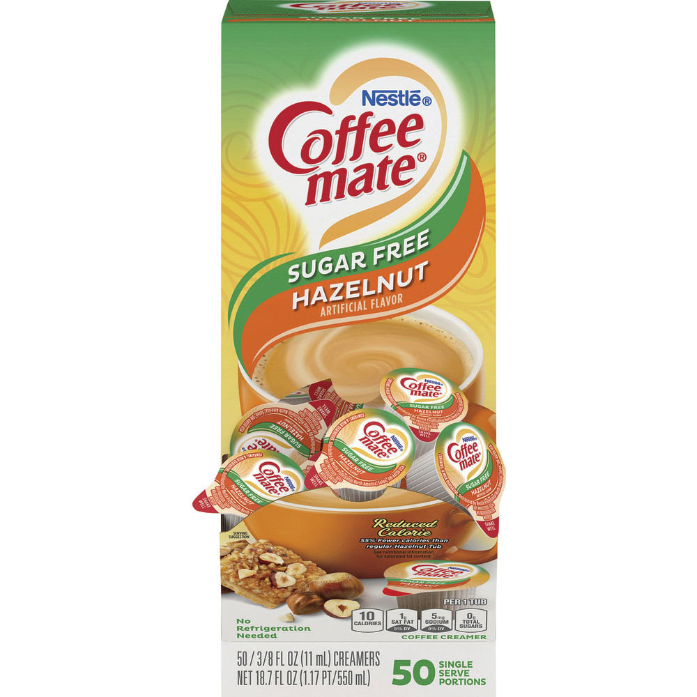 NESTLE WATERS NORTH AMERICA Nestle NES98468  Coffee-mate Sugar-Free Hazelnut Creamer Singles, 0.38 Oz, Box Of 50 Singles