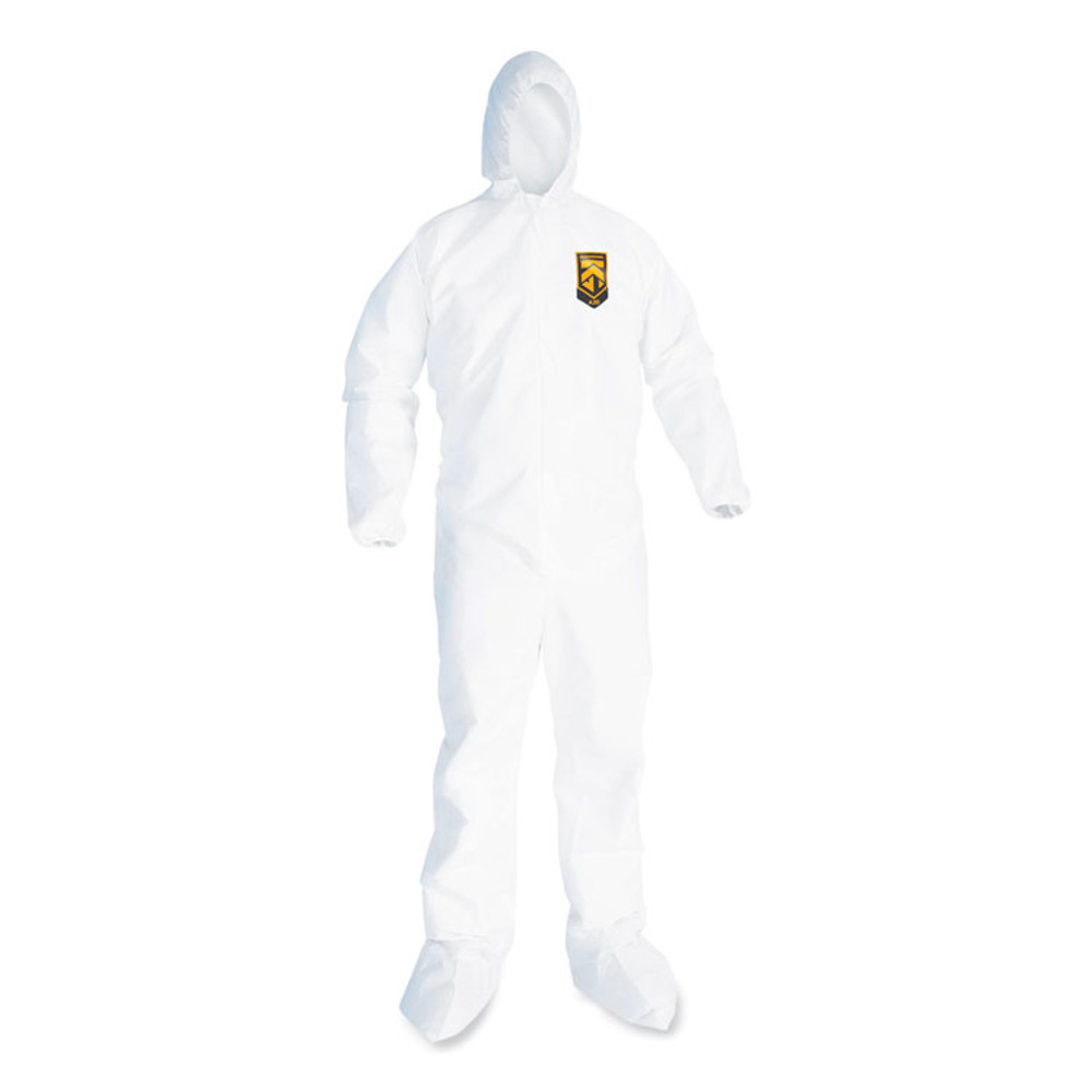 SMITH AND WESSON KleenGuard™ 49123 A20 Breathable Particle Protection Coveralls, Elastic Back, Hood and Boots, Large, White, 24/Carton