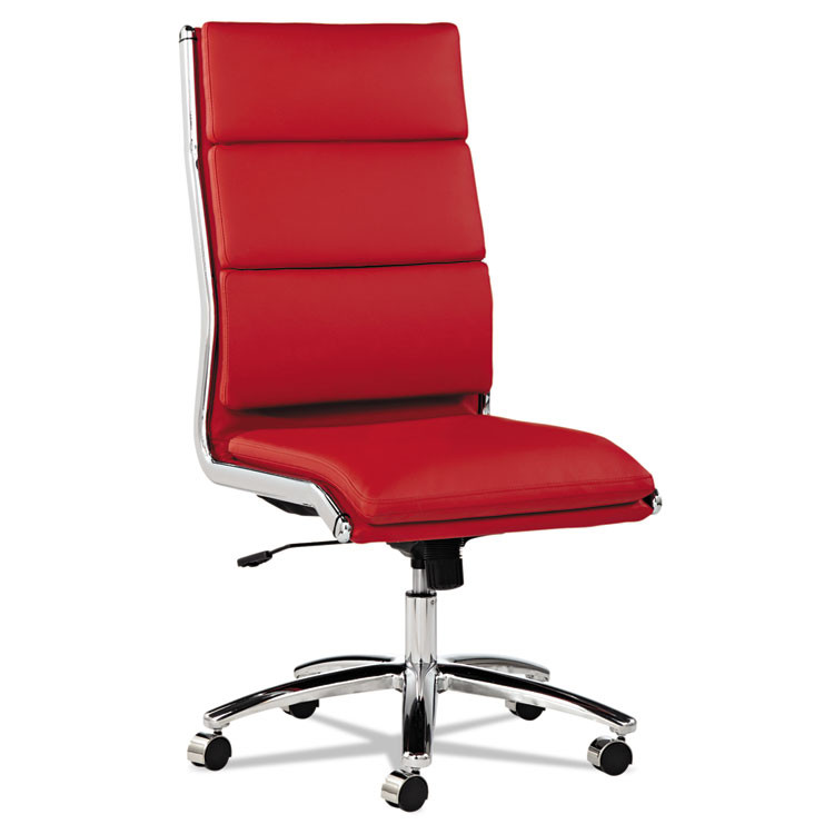 ALERA NR4139 Alera Neratoli High-Back Slim Profile Chair, Faux Leather, Up to 275 lb, 17.32" to 21.25" Seat Height, Red Seat/Back, Chrome